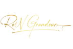 Gold logo with 'RoN Gredeur' on a white background